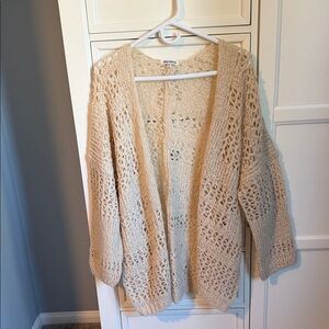 Free People Cream Open Knit Cardigan